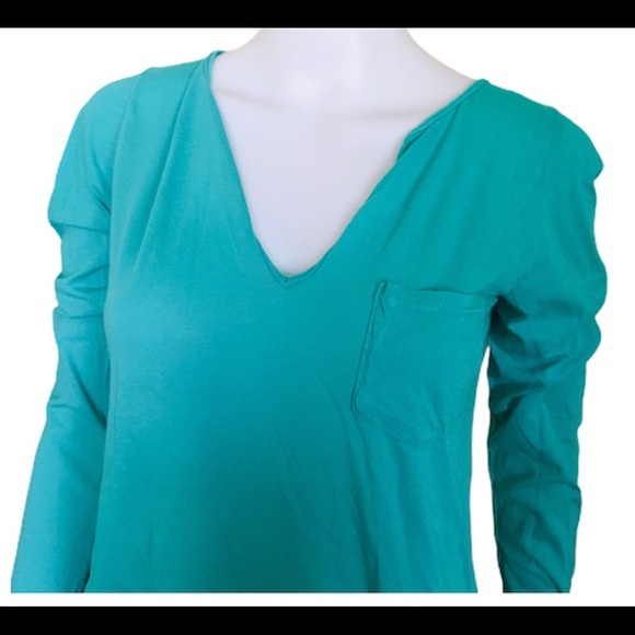 LA MADE Henley Pocket Tee/Top With Long Sleeves & V Cut Mint Green Size Small - Picture 5 of 9